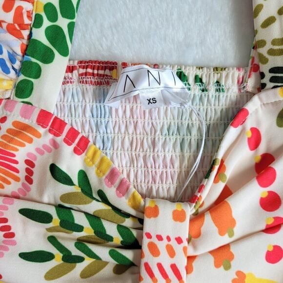 ANI Tropical 2 Piece Set Ruffle Crop Top & High Waist Wide Leg Pants Resortwear - Picture 9 of 15